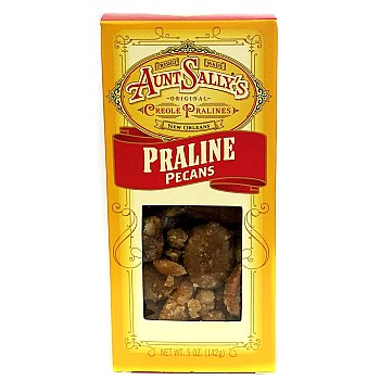 Praline coated pecans from Aunt Sally's in a 5oz box