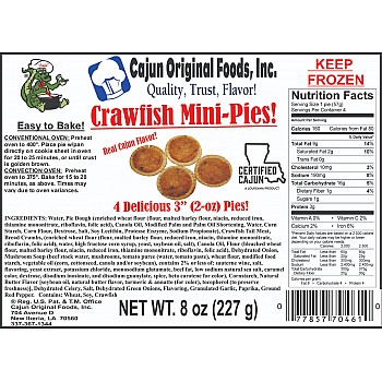 Cajun Original Cajun Crawfish Pie (MINI) 4 - 2 oz Pies