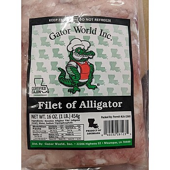 Pack of four 16 oz tenderized alligator fillets from Gator World