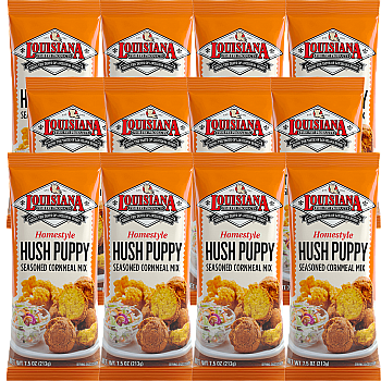 Louisiana Fish Fry Hush Puppy Seasoned Cornmeal Mix 7.5 oz - Pack of 12