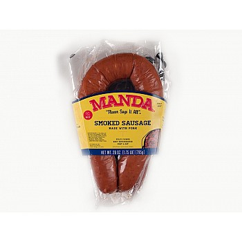 Manda's Hot Smoked Pork Sausage 28 oz