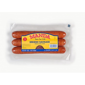 Manda's Smoked Pork Sausage Hot 16 oz